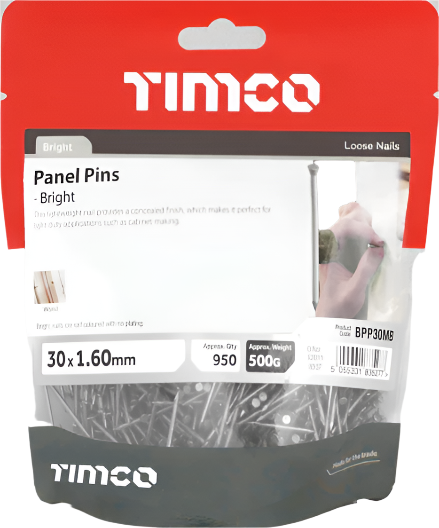 Panel Pins BRT 30mm x 0.5KG PRE PACK