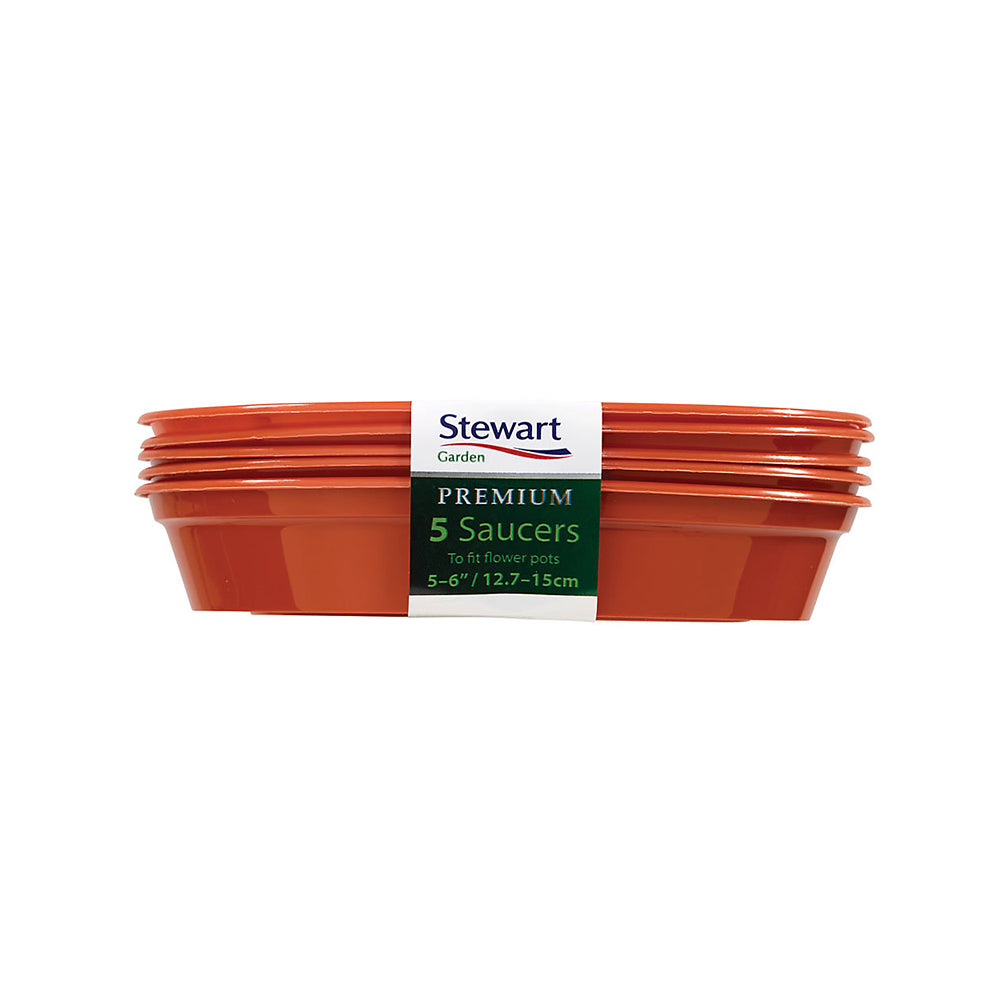 Stewart Premium Flower Pot Saucer Terracotta 13-15cm 5-Pack