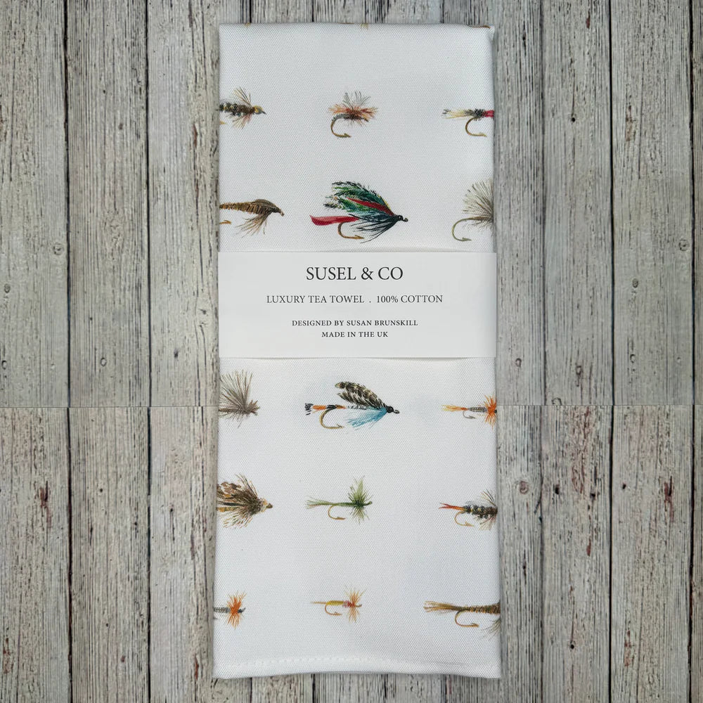 Susel & Co Fishing Flies Tea Towel