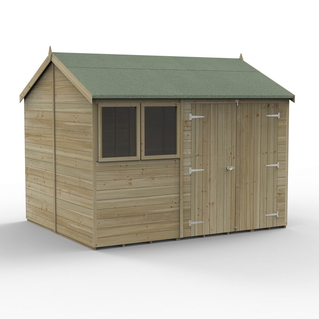 Forest Garden Timberdale 10x8 Reverse Apex Shed - Double Door