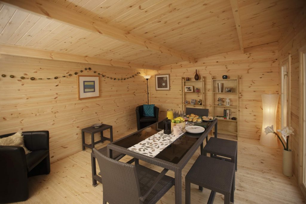 Forest Garden Mendip 5.0m X 4.0m Log Cabin - Pent Roof, Double Glazed, 24kg Polyester Felt – No Underlay