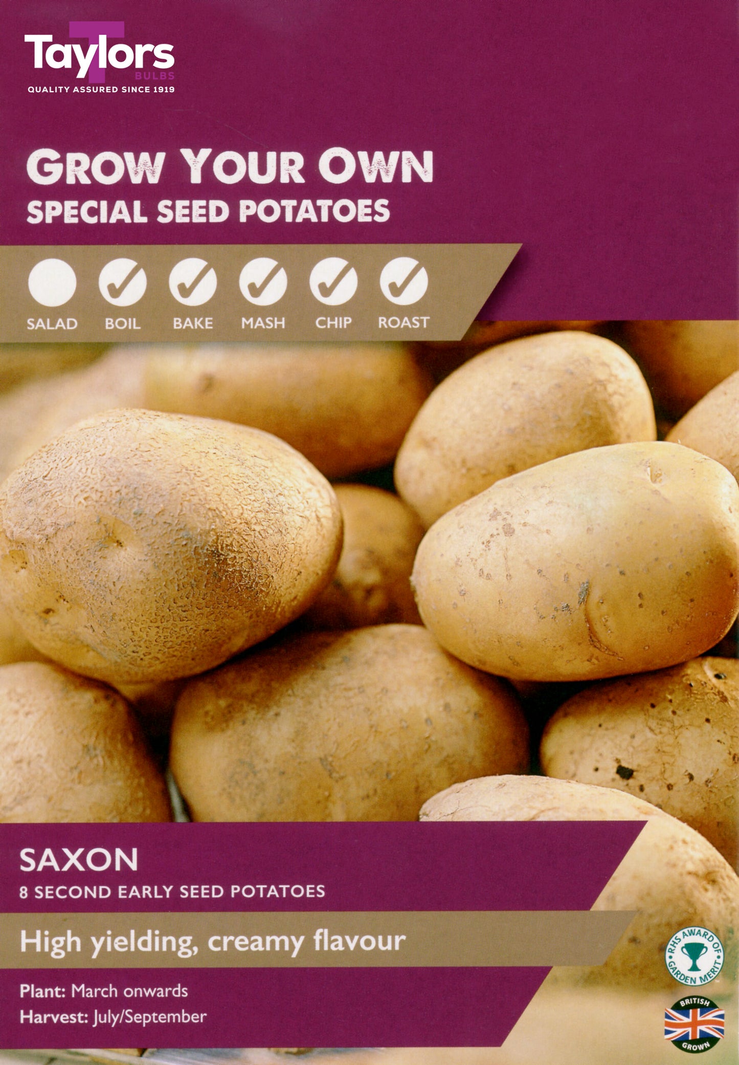 Taylors Bulbs Saxon 8 Second Early Seed Potatoes