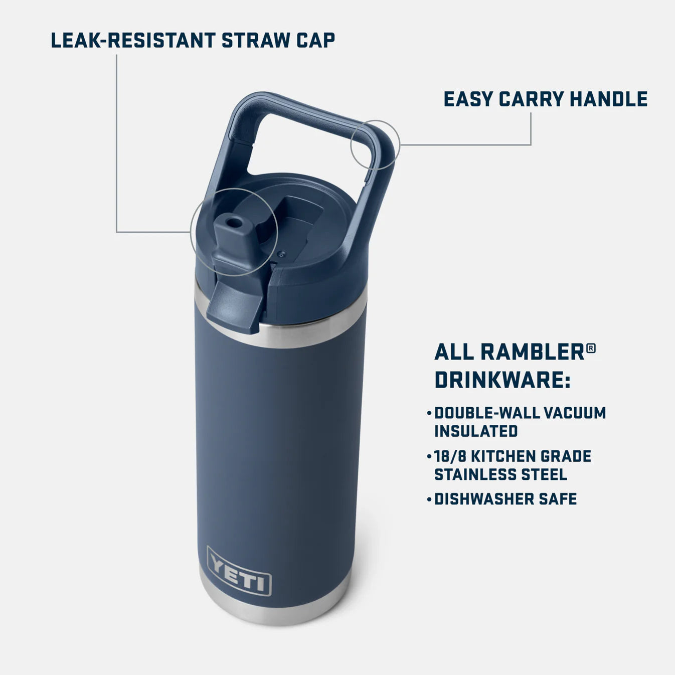 YETI Rambler 18 oz (532ml) Bottle with Colour-Matched Straw Cap - King Crab Orange