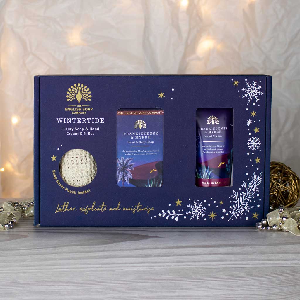 English Soap Company Wintertide Frankincense and Myrrh Luxury Soap and Hand Cream Gift Set