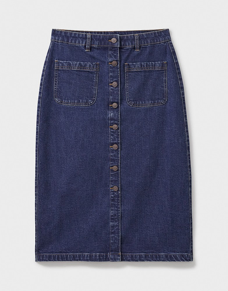 Crew Clothing Button Front Denim Midi Skirt