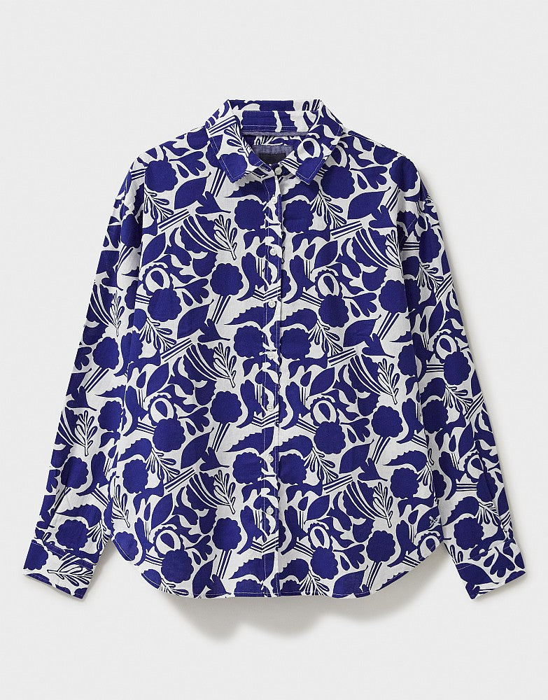 Crew Clothing Long Sleeve Floral Print Linen Blend Shirt