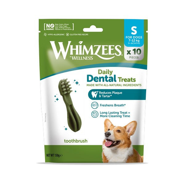 Whimzees Toothbrush Small Dog Dental Treats 10pk