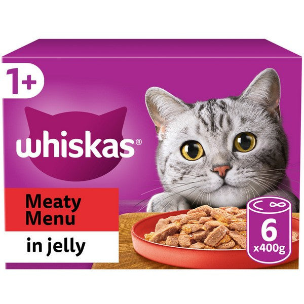 Whiskas 1+ Meaty Menu in Jelly Wet Cat Food Tins 6x400g
