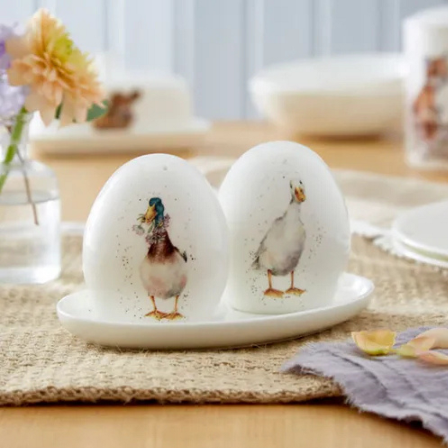 Wrendale Not A Daisy Goes By Duck Salt & Pepper Pots with Tray