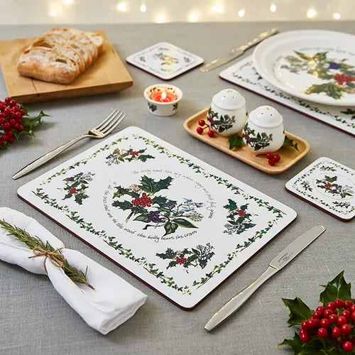 Portmeirion The Holly & The Ivy Set Of 6 Placemats - with 6 free Coasters