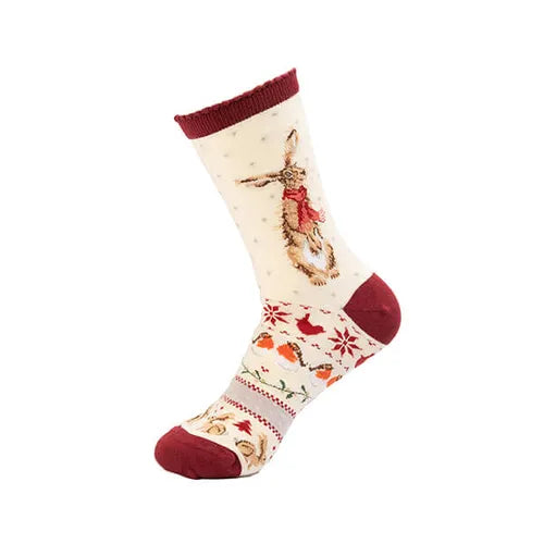 Wrendale Winter Hare Christmas Bamboo Socks