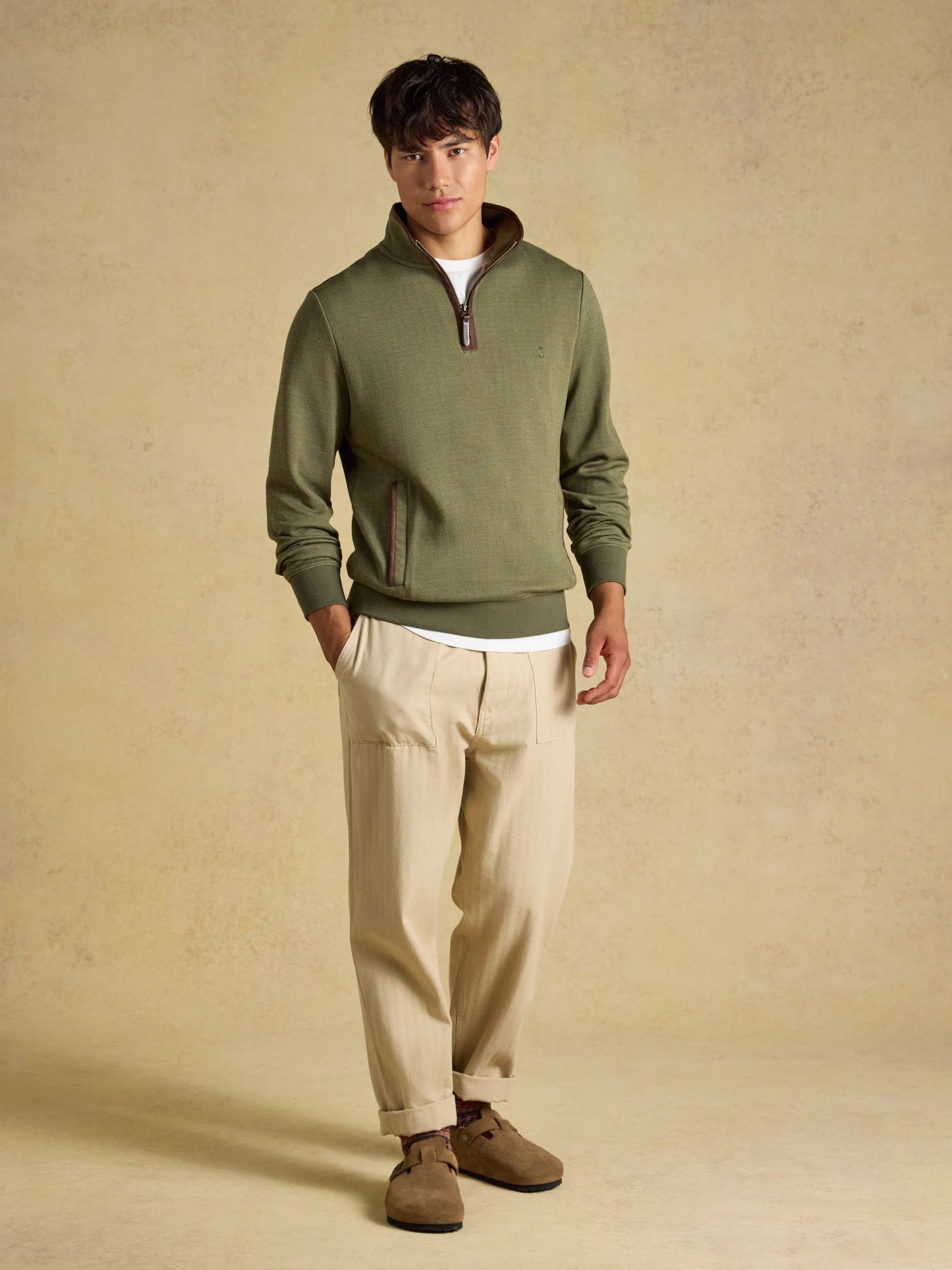 Joules Herringbone Quarter Zip Sweatshirt
