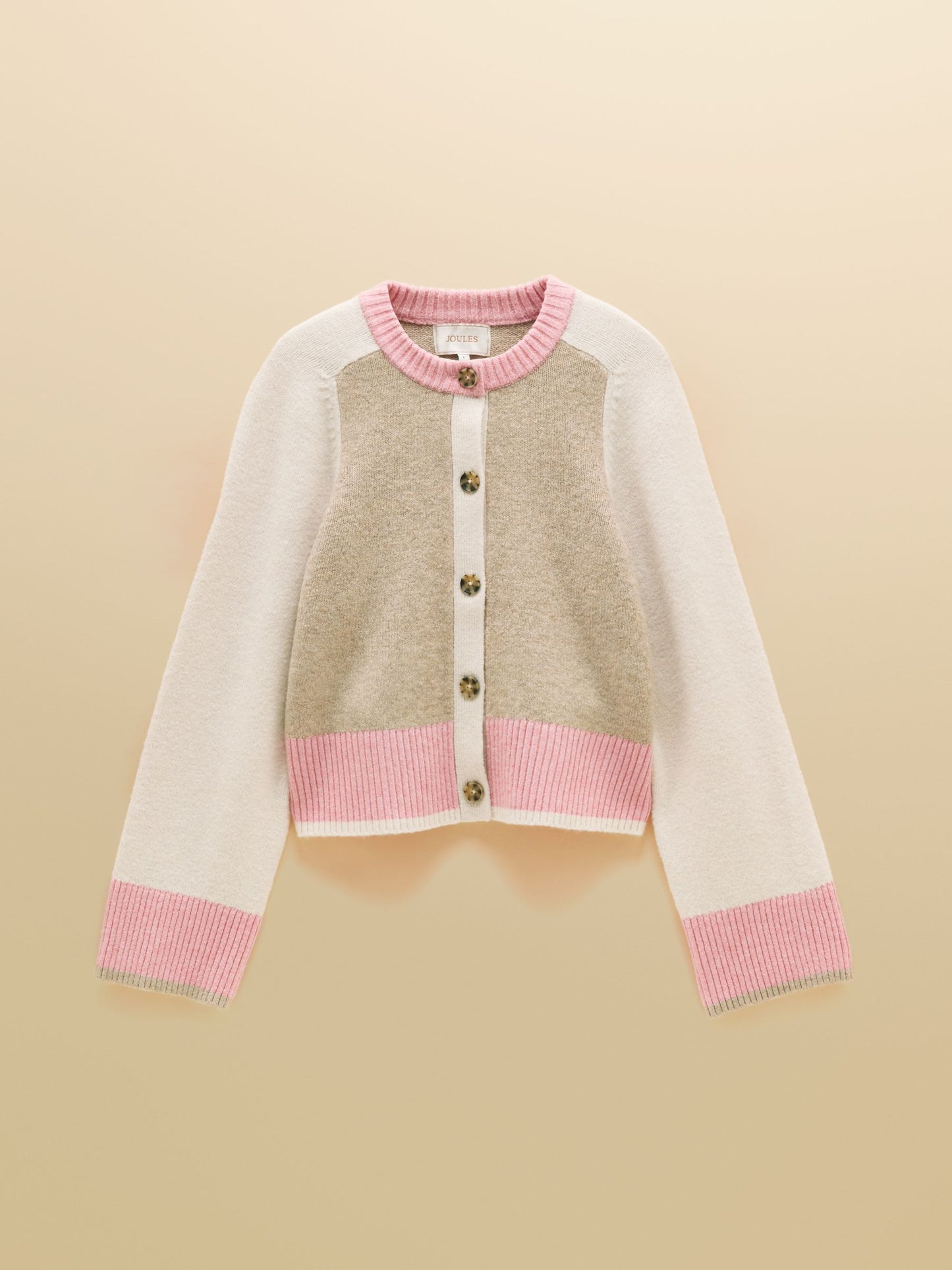 Joules Nora Knitted Cardigan with Pop Colour Tipping