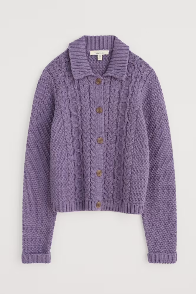Seasalt Forest Ridge Cable Knit Collared Cardigan