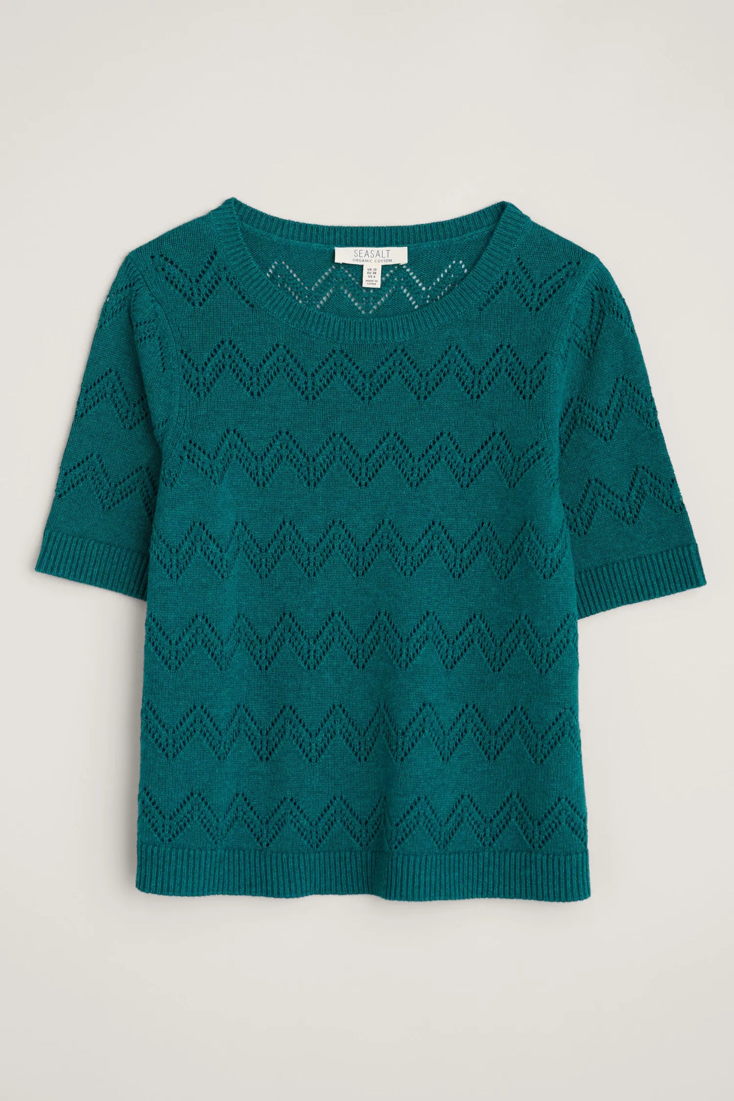 Seasalt Perran Bay Short Sleeve Pointelle Knit Jumper