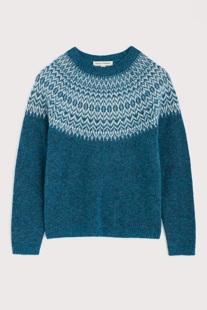Seasalt Spruce Frost Mohair-Blend Fair Isle Jumper