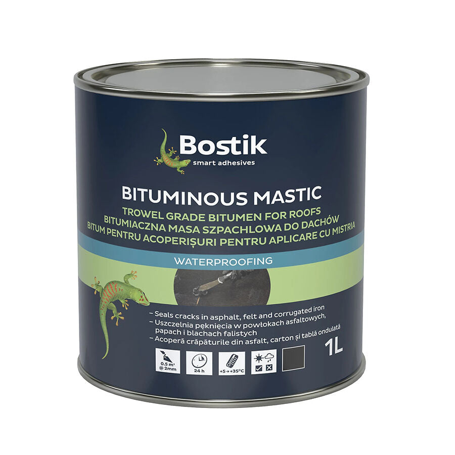 Bostik Trowel Grade Bituminous Mastic for Roofs 1L Sam Turner & Sons