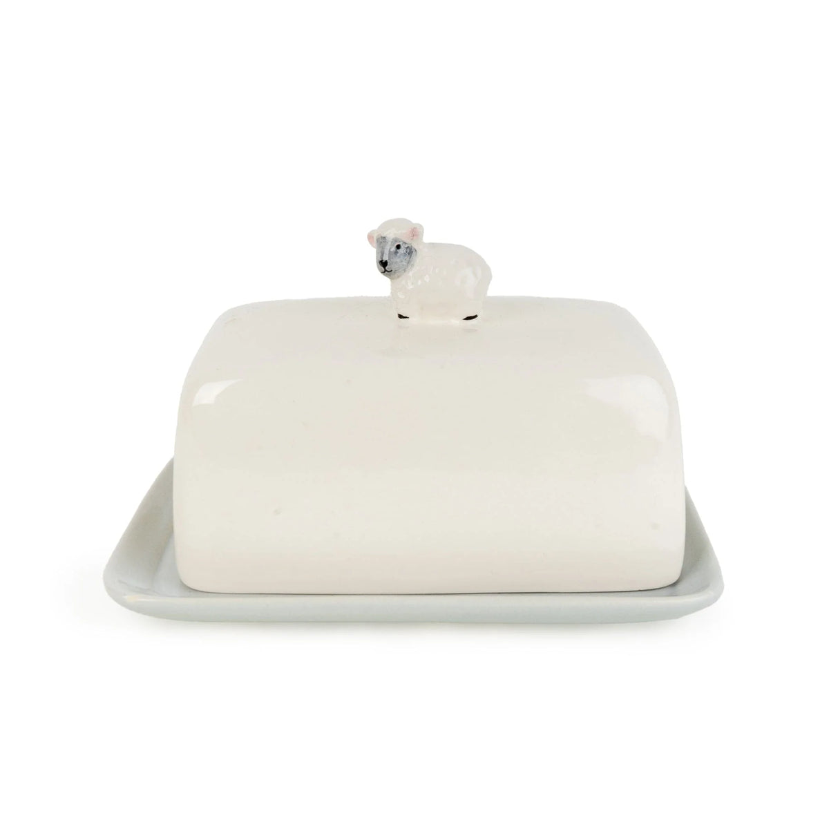 Candlelight Sheep Ceramic Butter Dish Set