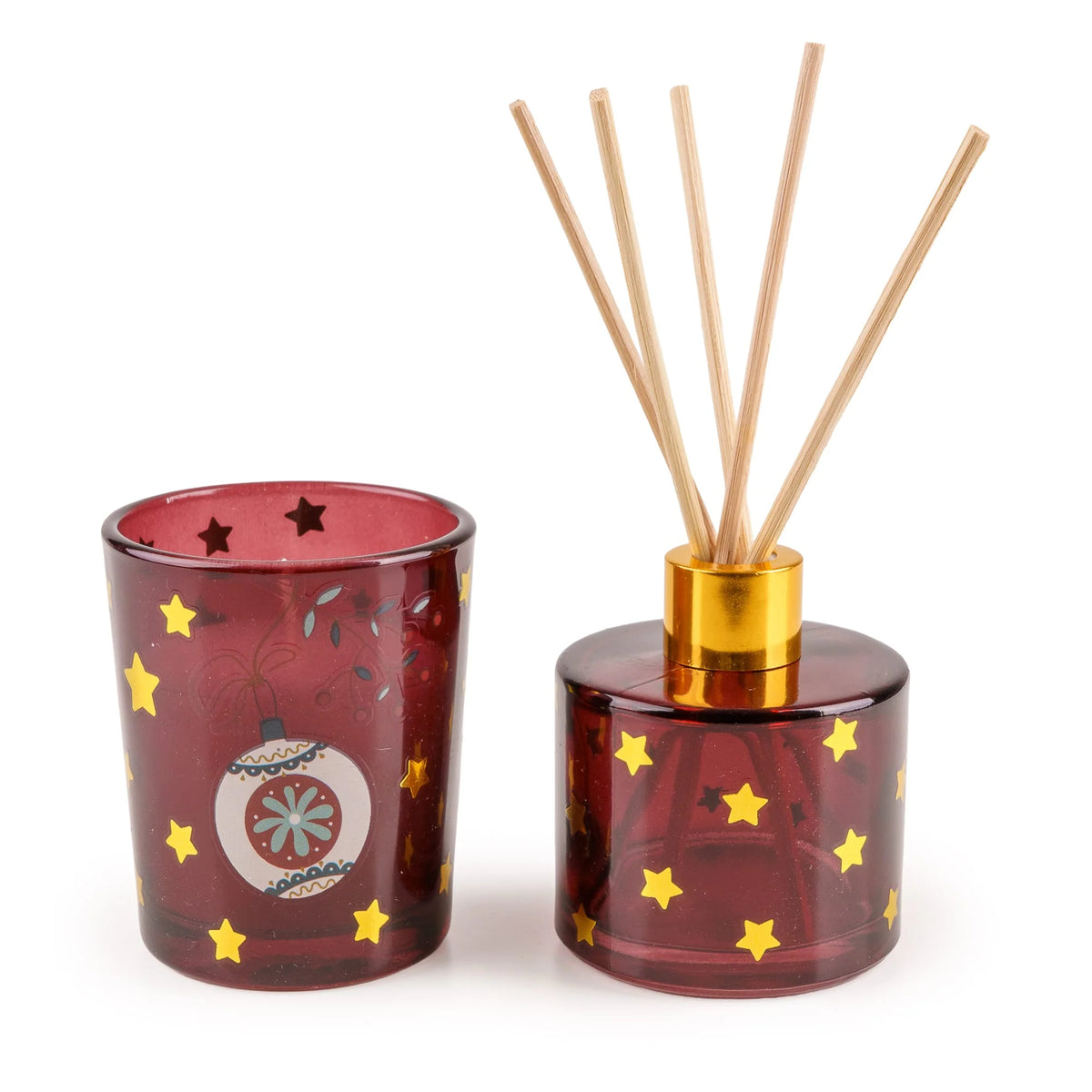 Candlelight Festive Florals Red Stockings & Baubles Diffuser & Candle Gift Set