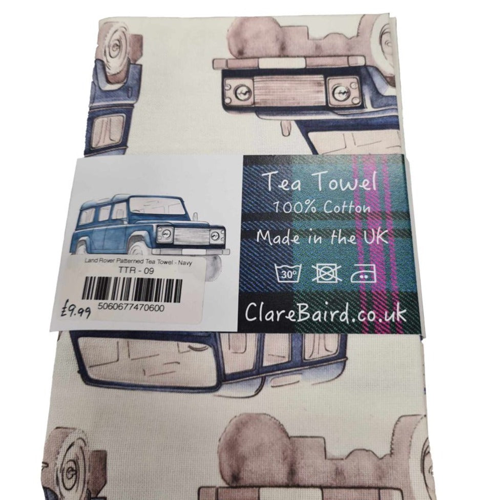 Clare Baird Blue Land Rover Tea Towel