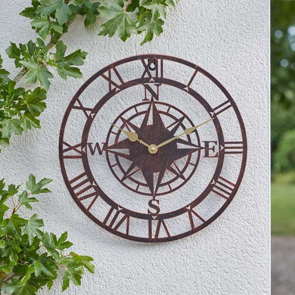 Smart Solar Compass Bronze Wall Clock 24"