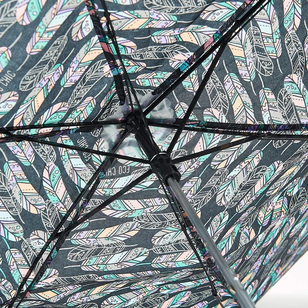 Eco Chic Foldable Mini Umbrella Feather Black