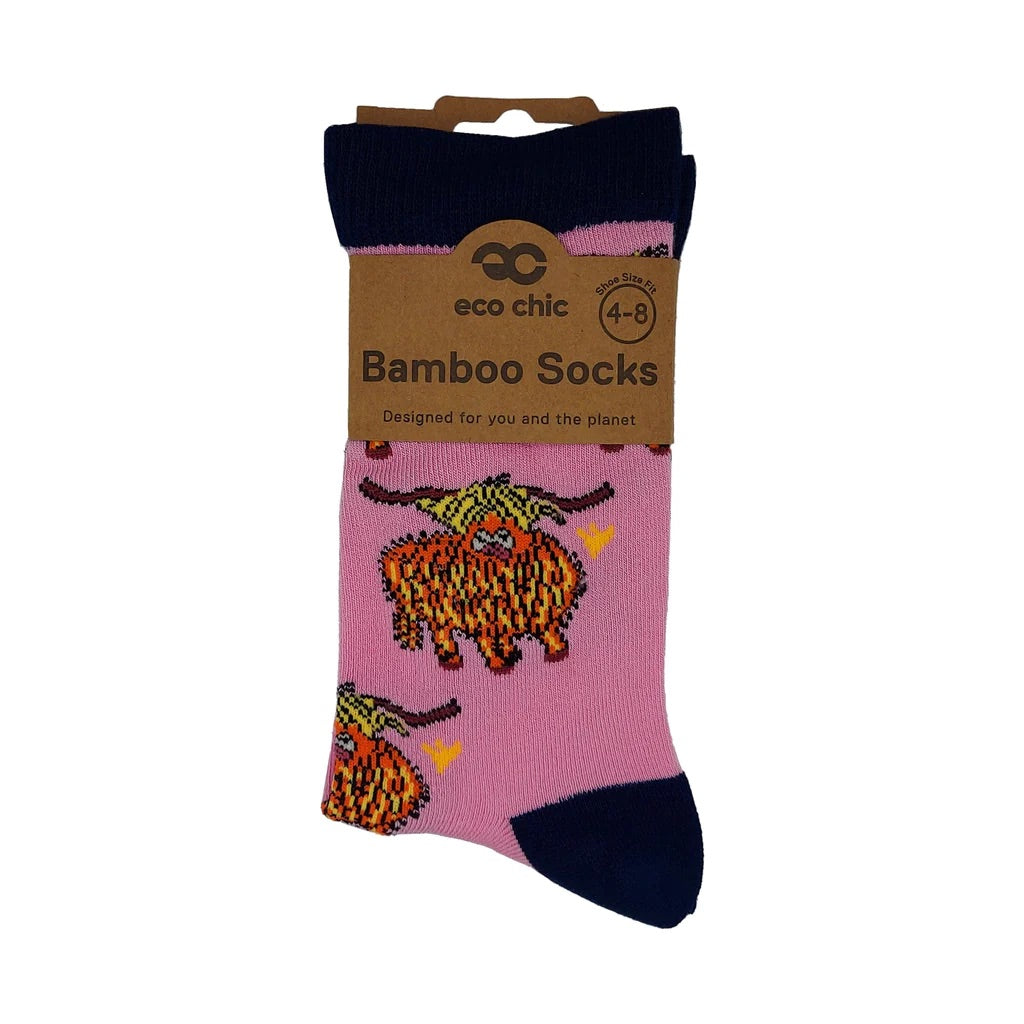 Eco Chic Eco-Friendly Bamboo Socks Highland Cow