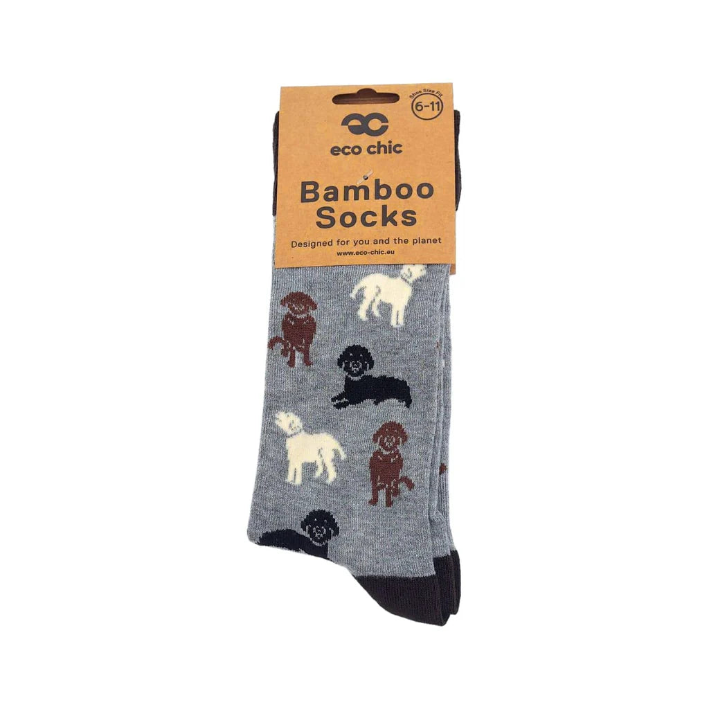 Eco Chic Eco-Friendly Labradors Grey Bamboo Socks