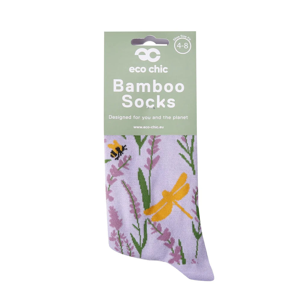 Eco Chic Eco-Friendly Lavender & Dragonfly Bamboo Socks