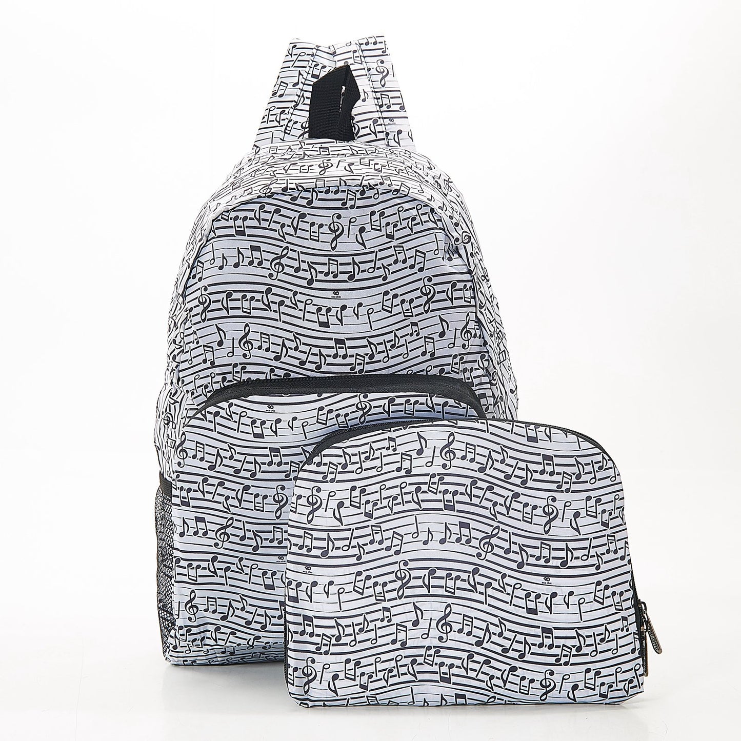Eco Chic Lightweight Foldable Mini Backpack Music White