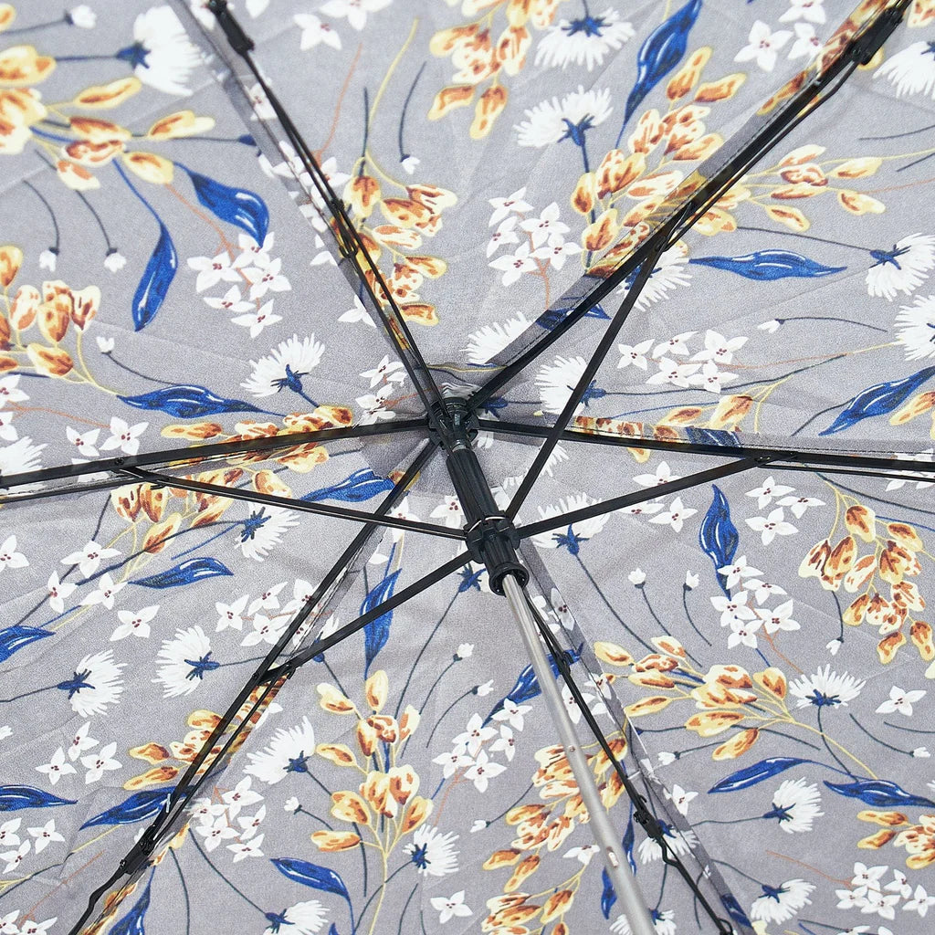 Eco Chic Foldable Mini Umbrella Grey Flowers