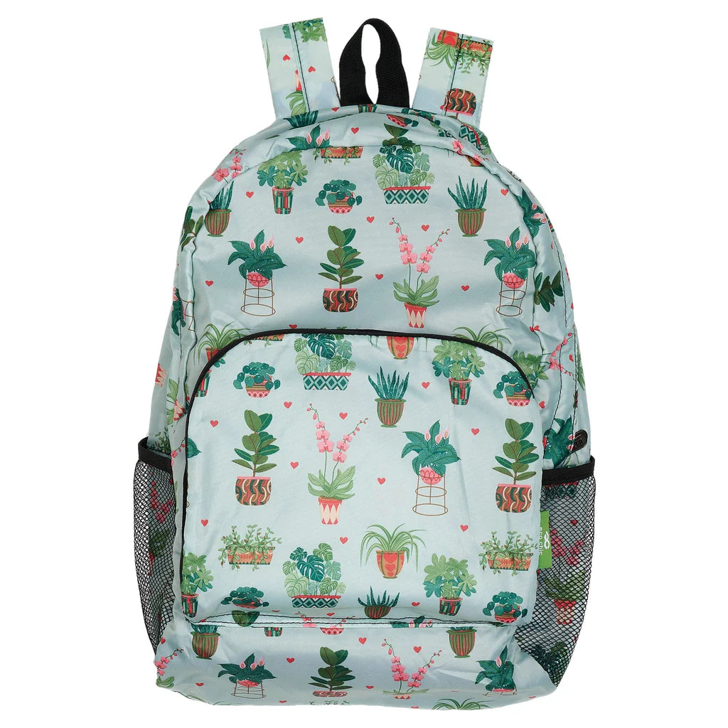 Eco Chic Lightweight Foldable Backpack Mint House Plant – Sam