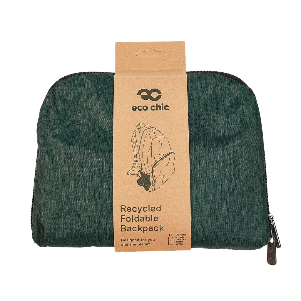 Eco Chic Lightweight Foldable Backpack Pine Green