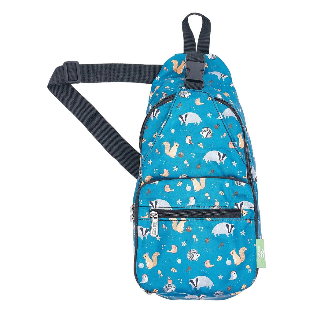 Eco Chic Lightweight Foldable Crossbody Bag Teal Woodland Sam Turner Sons