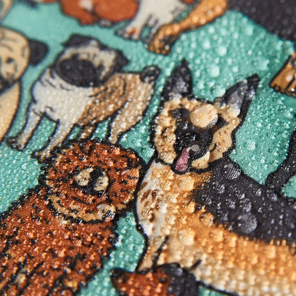 Eco Chic Lightweight Foldable Reusable Shopping Bag Teal Dogs