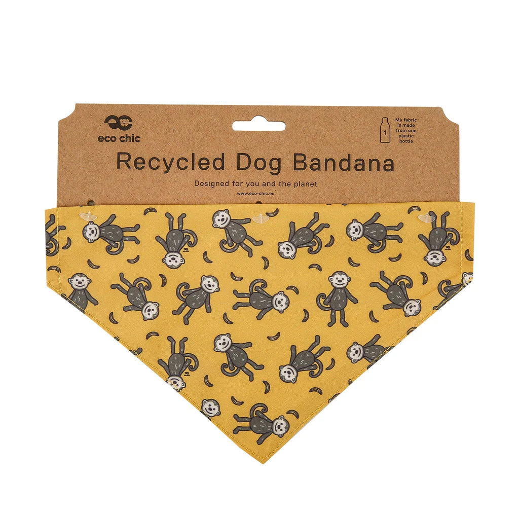 Eco Chic Mustard Monkeys Dog Bandana