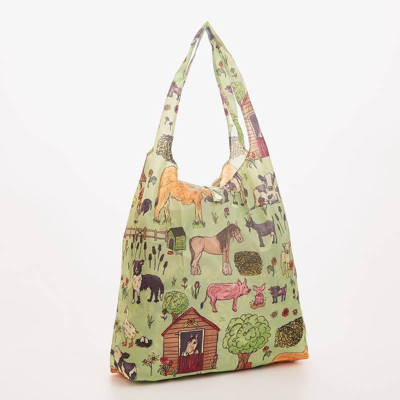Eco Chic Lightweight Foldable Reusable Shopping Bag Farmland Green