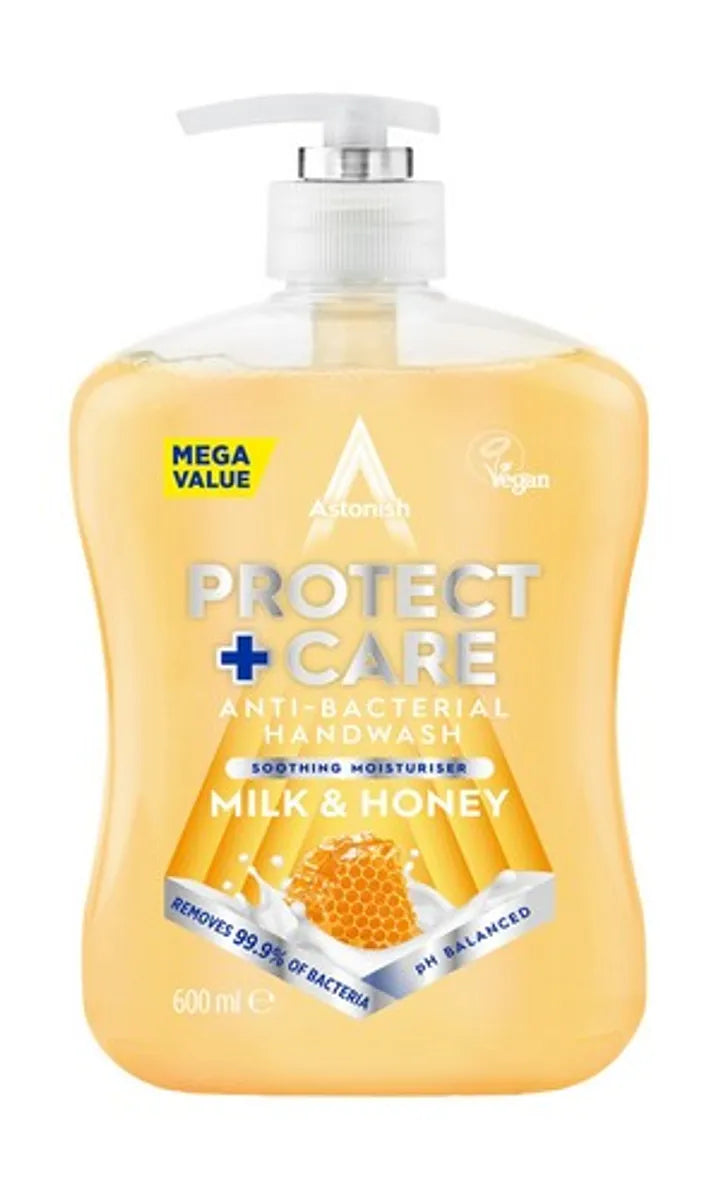Astonish Protect & Care Anti Bacterial Handwash Milk & Honey 600ml