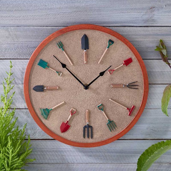 Smart Solar Garden Tools Wall Clock 12"