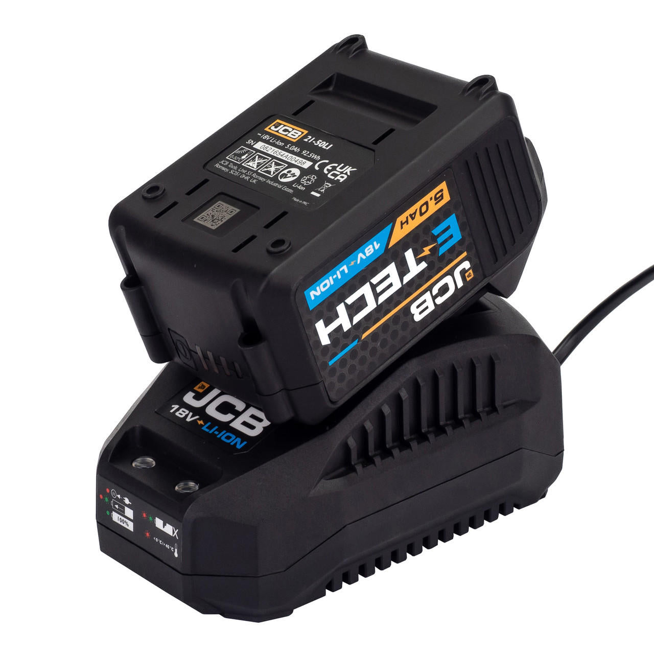 JCB 18V 5.0Ah Lithium-Ion Battery and 2.4A Fast Charger