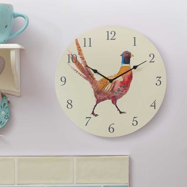 Smart Solar Pheasant Wall Clock 12"