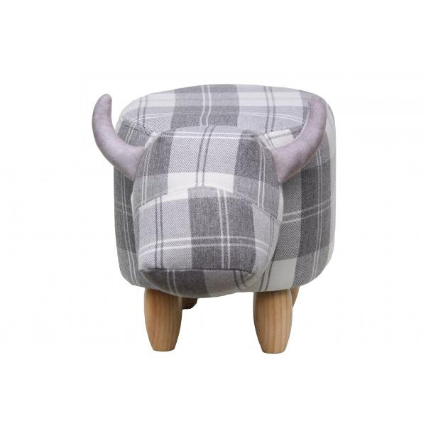 Gardeco Maisie Grey Tartan Cow Footstool
