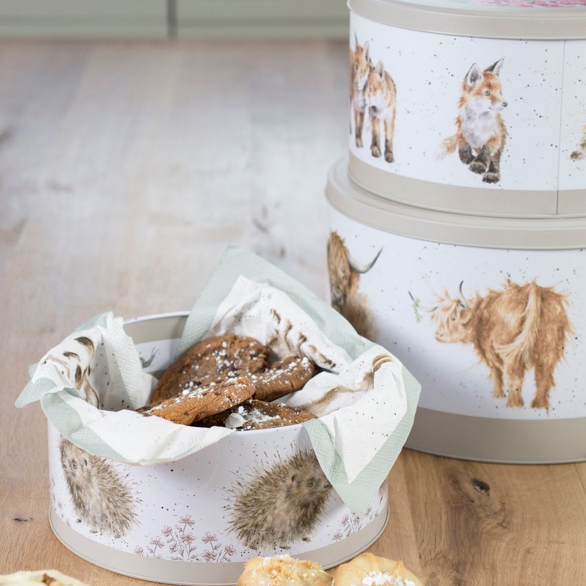 Wrendale Country Animal Cow/Fox/Hedgehog Cake Tin Nest