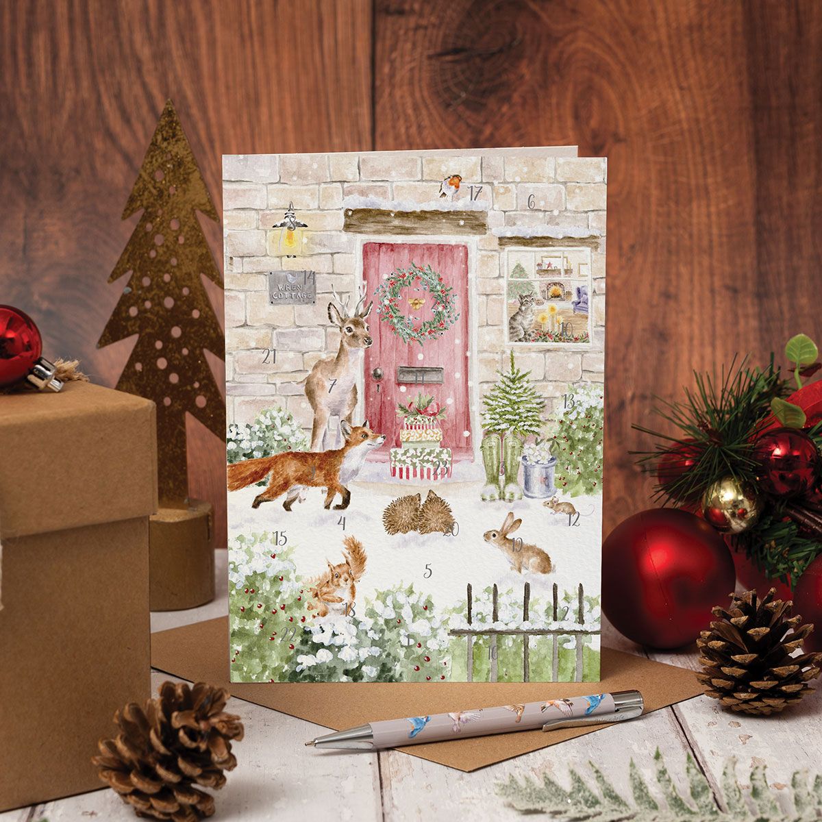 Wrendale Christmas Cottage Advent Calendar Card