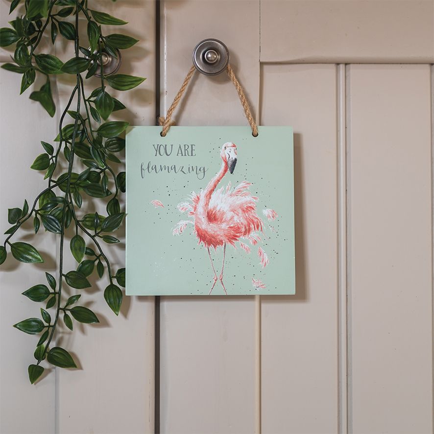 Wrendale Pretty In Pink Flamingo Wooden Plaque