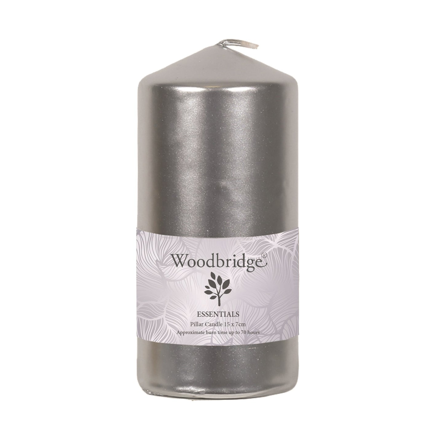 Woodbridge Silver Metallic Unscented Pillar Candle