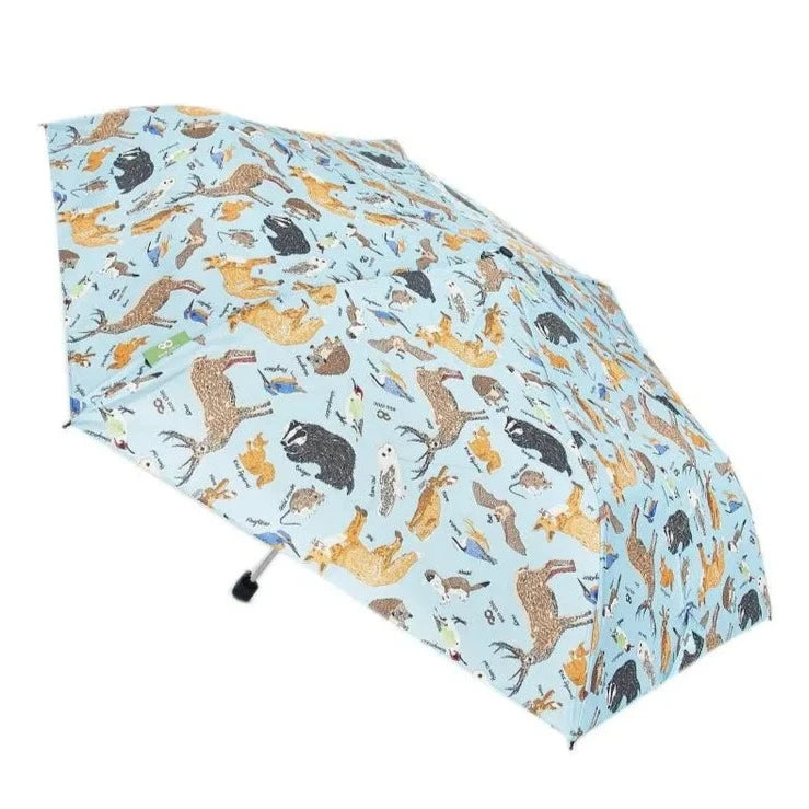 Eco Chic Foldable Mini Umbrella Blue Woodland