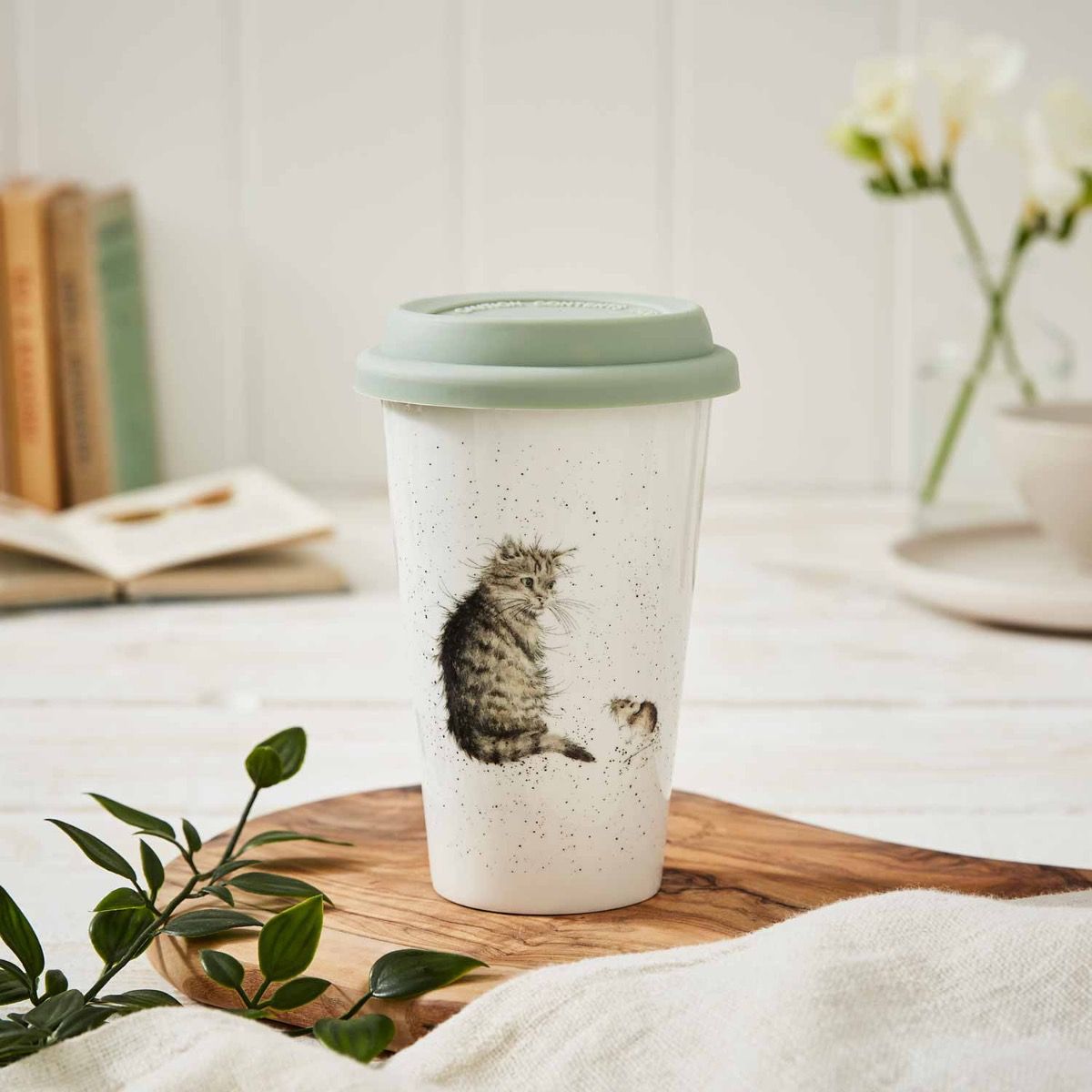 Wrendale 'Cat and Mouse' Cat Travel Mug