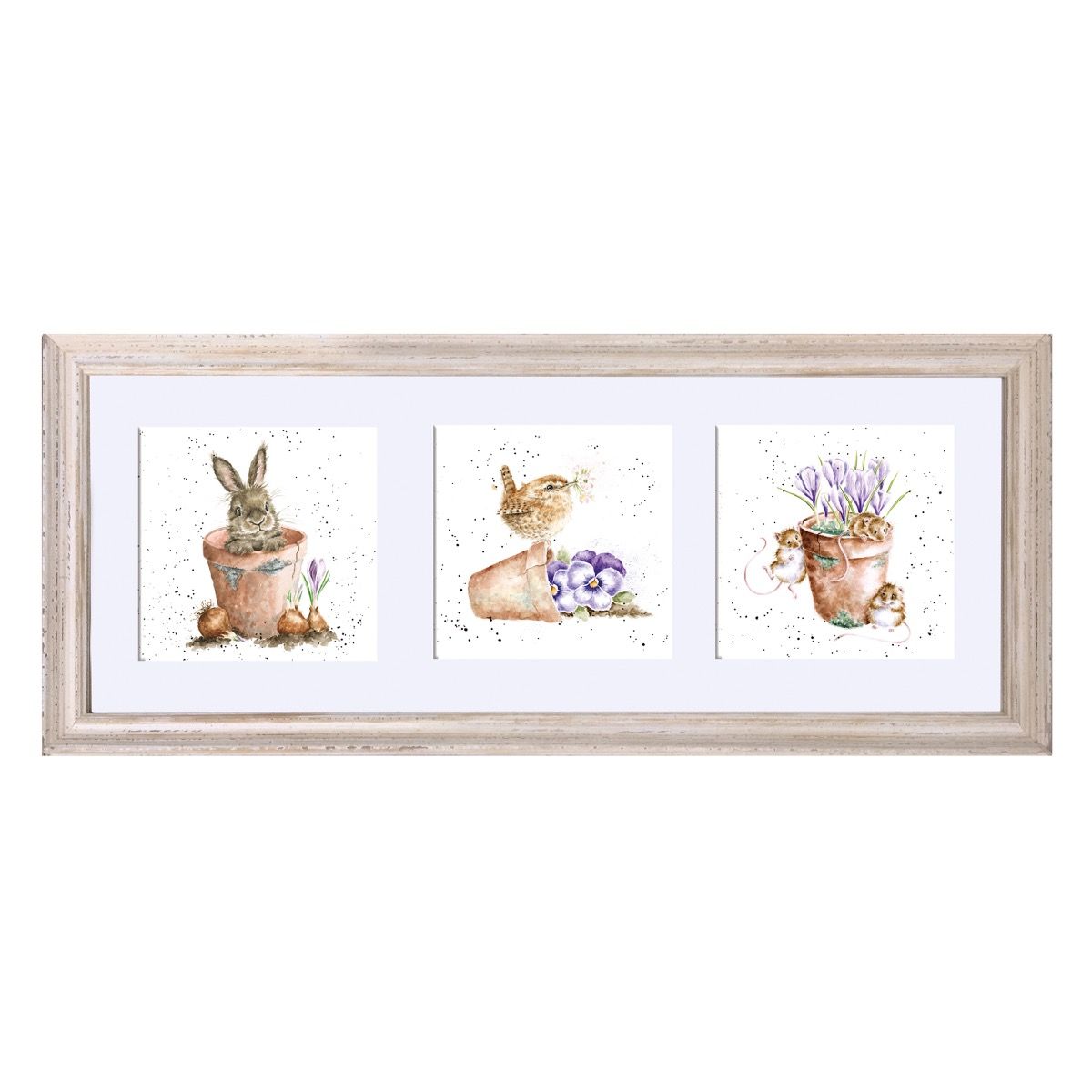 Wrendale 'A Gardening Trio' In a White Frame