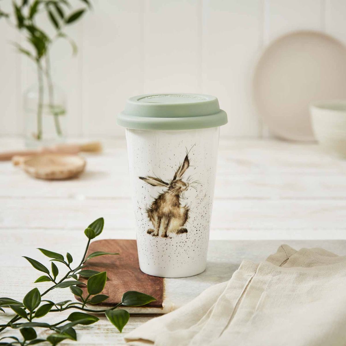 Wrendale 'Good Hare Day' Hare Travel Mug